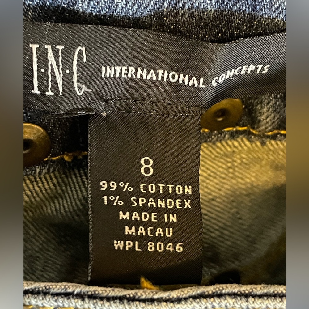 INC International Concepts Blue Studded Jeans w/ Orange White Embroidery Size 8 - Picture 12 of 12